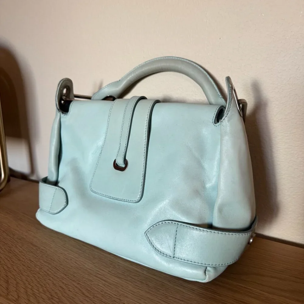 Jimmy Choo Tulita Leather Hobo Shoulder Vintage Handbag in Light Blue - Picture 2 of 10